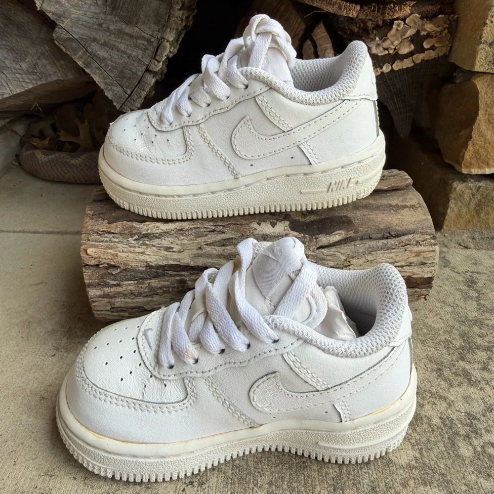 Nike Air Force 1 Infant Toddler Kids White Low-Top Leather Sneakers Sz-5c.‎   S